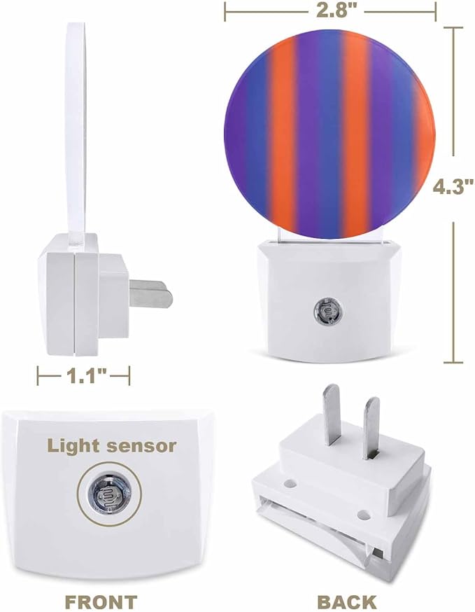 Night Lights Auto Sensor Purple Orange Night Light Gradient Color Stripe Round Lamp Plug-in LED Nightlights Dusk to Dawn for Living Room Bedroom Bathroom Hallway Wall Decor