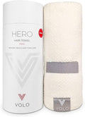 VOLO Hero Hair Towel – Ultra Soft Nanoweave™ Microfiber, Super Absorbent Quick Dry, Reduces Dry Time 50%, Anti-Frizz & Breakage, Secure Snug Strap, Large Wrap for All Hair Types - Salt White
