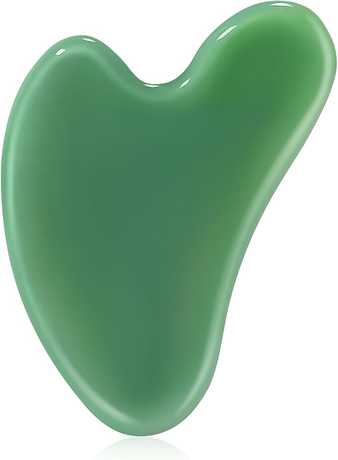 Gua Sha Facial Tools,Gua Sha Jade Stone Gua Sha Massage Tool, Guasha Tool for Face and Body Skin Massage. Tools for SPA Acupuncture,for Body Face Neck and Eye (1Pcs-Green)