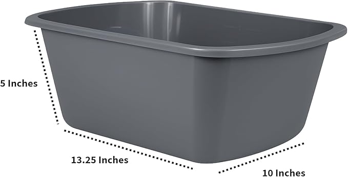 Vakly Wash Basins – Rectangular Plastic Hospital Bedside Soaking Tub - Small 7 Qt Graduated Bucket - Portable Washbasin for Washing, Cleaning, Foot Bath, Dishes, Face Cleansing Bowl (24)