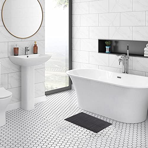 Bath Mat Bathroom Rugs Floor Wood Shower Bathtub Waterproof Non Slip Black Accessories 16x24 Inch Easy to Clean, 2 pcs - Image 4