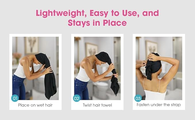 Hair RePear The Ultimate Hair Towel – Generous 29" x 45" Cotton Hair Towel for Long Thick Hair, Anti-Frizz Microfiber Alternative, Reduces Breakage, Gentle Fast Drying, No-Slip Fit