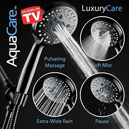 Hotel Spa AquaCare High Pressure 8-mode Handheld Shower Head, Anti-clog Nozzles - Built-in Power Wash to Clean Tub, Tile & Pets, Extra Long 6 ft. Stainless Steel Hose, Wall & Overhead Brackets - Image 6