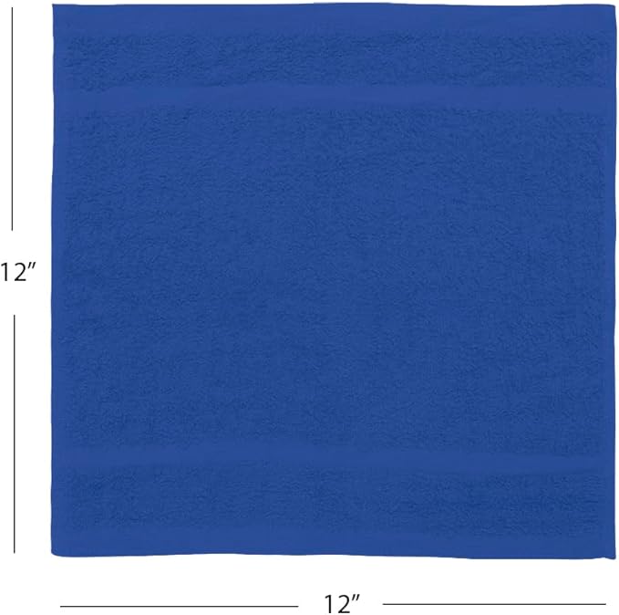 Avalon Towels Cotton Washcloths – (Pack of 36) Size 12x12 Inches, 100% Ring Spun Cotton, Soft & Absorbent Face Towels, Gym Towels, Hotel and Spa Quality, Reusable Fingertip Towels (Blue)
