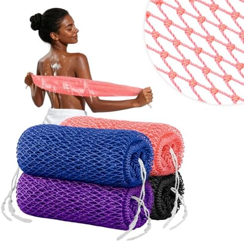 Cleangor 4Pcs African Net Sponge Authentic with Knots - Exfoliating Body by Cleangor