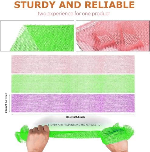 UJFQBH 3 Pieces African Bath Sponge African Net Long Net Bath Sponge Exfoliating Shower Body Scrubber Back Scrubber Skin Smoother,Great for Daily Use (Purple， Pink，Green) - Image 3