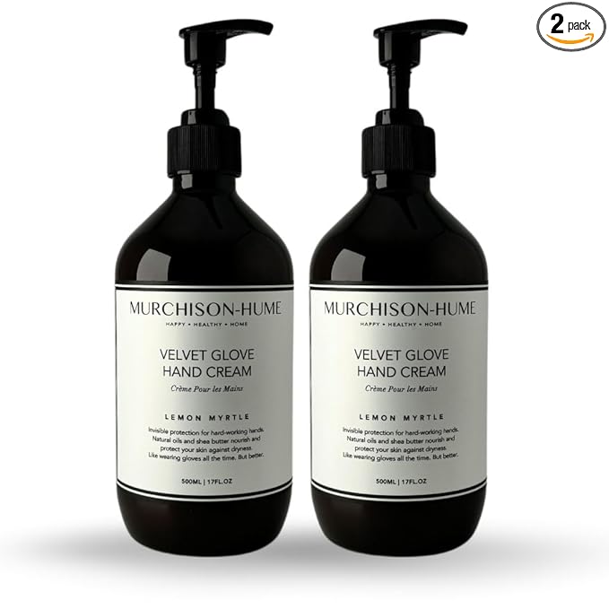 Murchison-Hume Velvet Glove Hand Cream with nourishing Fruit Extracts and Plant Seed Oils for lasting, 24-hour protection against dryness, non-greasy, Lemon Myrtle (Pack of 2)