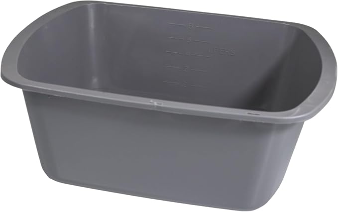Vakly Wash Basins – Rectangular Plastic Hospital Bedside Soaking Tub - Small 7 Qt Graduated Bucket - Portable Washbasin for Washing, Cleaning, Foot Bath, Dishes, Face Cleansing Bowl (3)