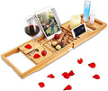 Moclever Bathtub Caddy Trays - Premium Bamboo Bath Trays with Extending Sides, Reading Rack, Tablet Holder, Cell Phone Tray and Luxury Wine Glass Holder - Natural Bamboo Color by Moclever