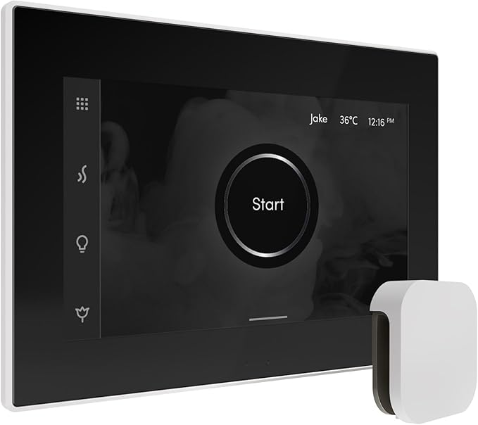 Mr Steam Bliss Max Steam Shower Ctrl Pkg w/iSteamX Control and Steamhead in White Brilliant Black