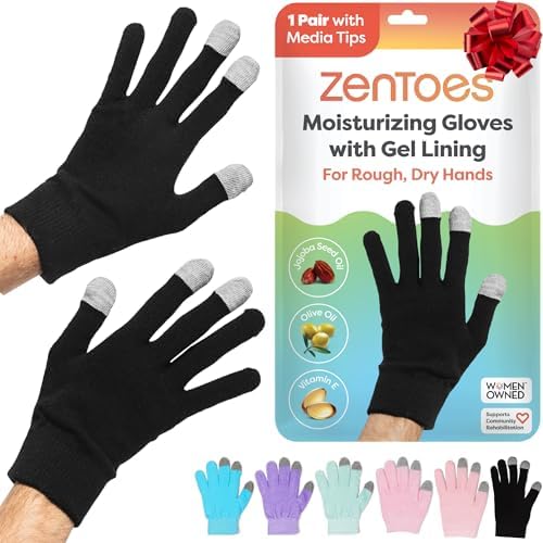 ZenToes Moisturizing Gloves for Dry Hands, Gel Lined, 1 Pair (Large) by ZenToes