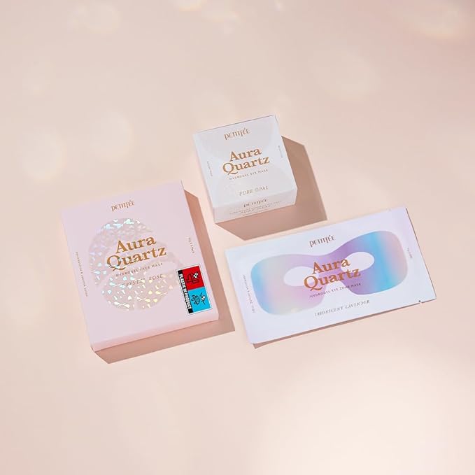 Petitfee Aura Quartz Hydrogel Eye Zone Mask 5ea (9g*5) - Lavender Mask for Entire Eye Area, Instant Cooling, Puffiness, Morning Quick Care, Rejuvenating Tired Skin, Brighter Complexion