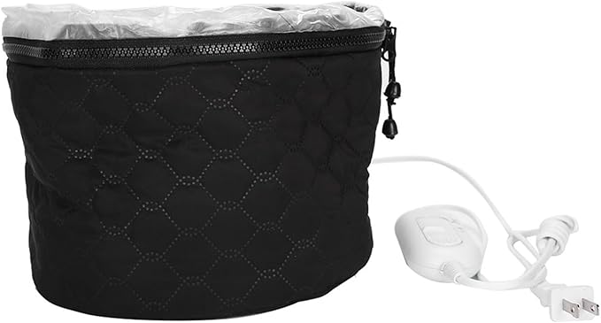 Hair Steamer Cap for Deep Conditioning Electric Heating Cap with 3 Temp Settings, Salon Grade Thermal Hair Treatment Hat for Damaged Hair Repair, Home Spa Use (US Plug, Adjustable Fit)