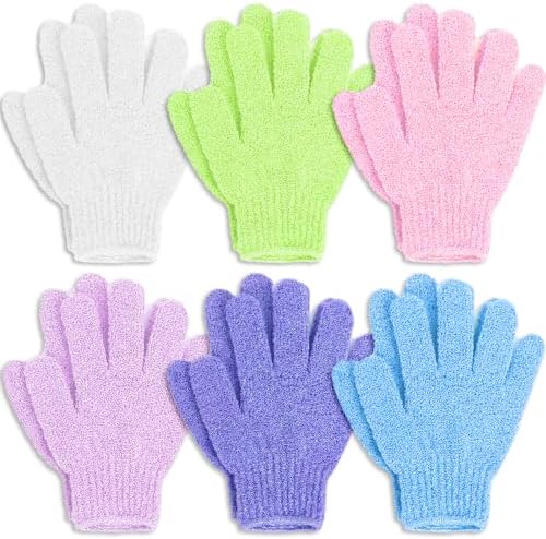 12 Pcs Exfoliating Gloves for Shower, Body Scrub Gloves, 6 Pairs, Nylon by FUNDREM