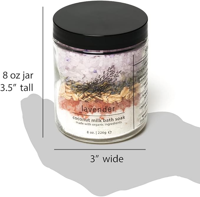 Hemlock Park Lavender Coconut Milk Bath Soak | Botanical Coconut Milk, Botanicals, Dead Sea Salt, Epsom Salt, and Himalayan Pink Mineral Salt | 9.5 oz Jar