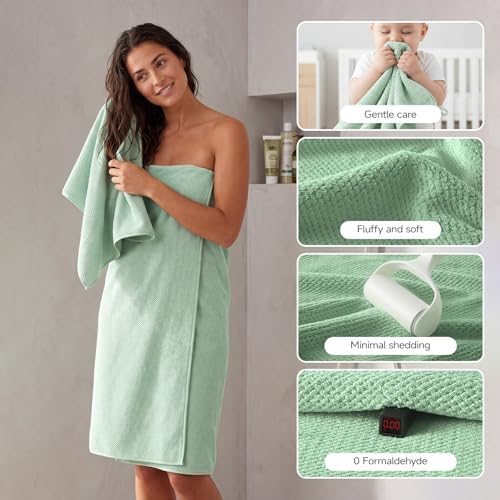 REDKISS Ultra Soft 6 Piece Towel Set, Premium Towels for Bathroom, Highly Absorbent, Quick Dry, Lightweight Bath Towels Set Collection, Includes 2 Bath Towels, 2 Hand Towels, 2 Washcloths, Green - Image 4