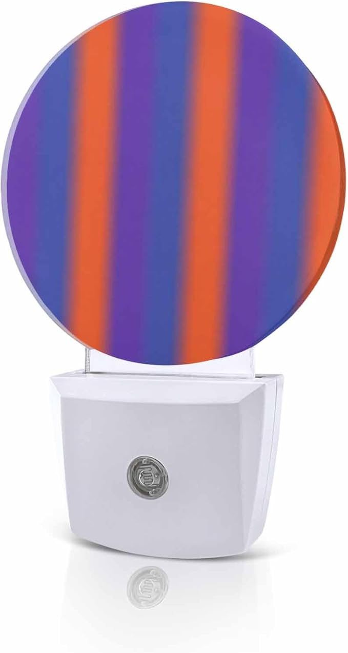 Night Lights Auto Sensor Purple Orange Night Light Gradient Color Stripe Round Lamp Plug-in LED Nightlights Dusk to Dawn for Living Room Bedroom Bathroom Hallway Wall Decor