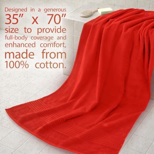Cotton Paradise 100% Cotton Turkish Towel Set, Soft Absorbent Quick Dry, 2 Piece 35x70 Bath Sheet Set, Red - Image 2