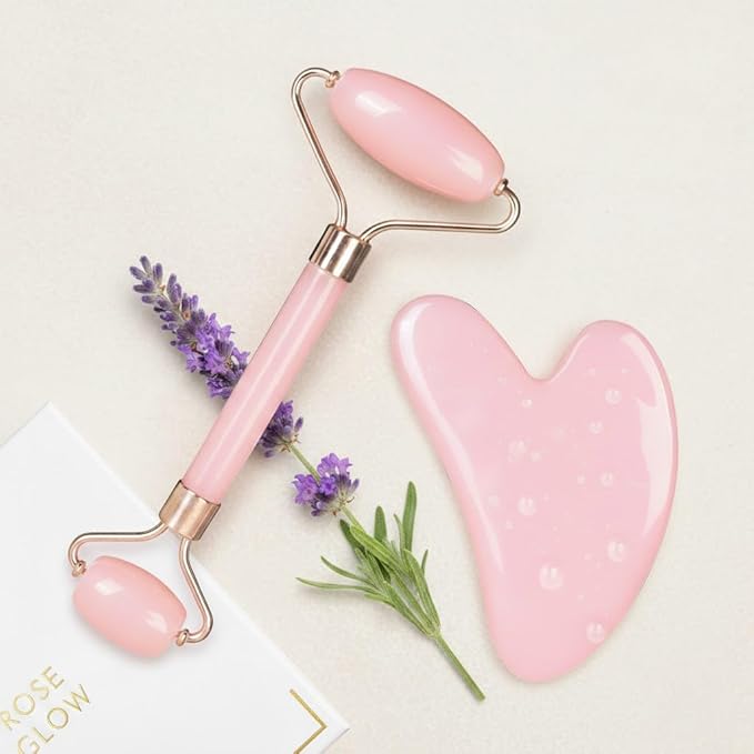 Cooling Face Roller & Gua Sha Set, Smooth Resin Facial Massage Tools for Face & Neck, Daily Skincare Duo, Refrigerator-Friendly