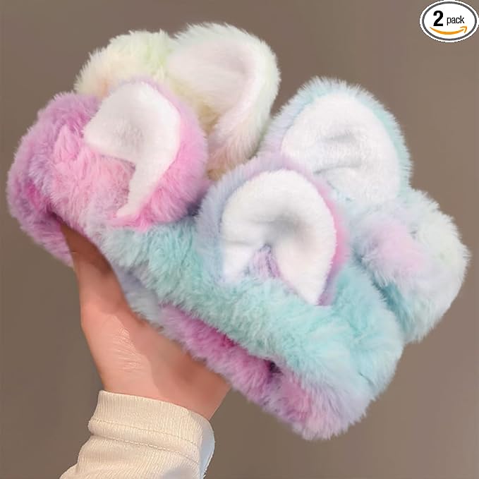Huachi 2 Packs Tie Dye Cat Spa Headband for Washing Face Makeup Skincare, Cute Animal Headbands for Women Girls Trendy Stuff Gifts Soft Coral Fleece Facial Wash Hair Accessories