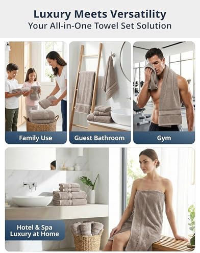LANE LINEN Towel Set for Bathroom Soft Absorbent Quick Dry - Platinum - Image 7