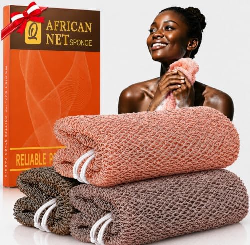 UJFQBH 3 Pack African Net Sponge Authentic Rosewood Exfoliating Washcloth by BuyNow
