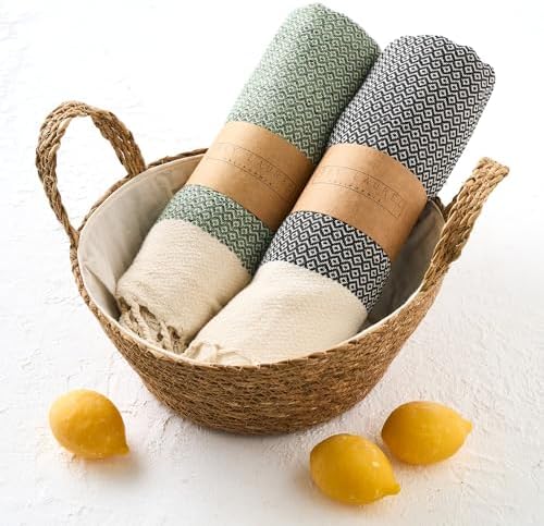 BAY LAUREL Turkish Hand Towel – Pack of 2 | Soft & Absorbent Decorative Towels for Bathroom, Hand, Face, Hair, Gym, Yoga, SPA, Kitchen & Tea | Boho Decor (Dark Gray, Diamond 16x40 Inches (Set of 2) - Image 6