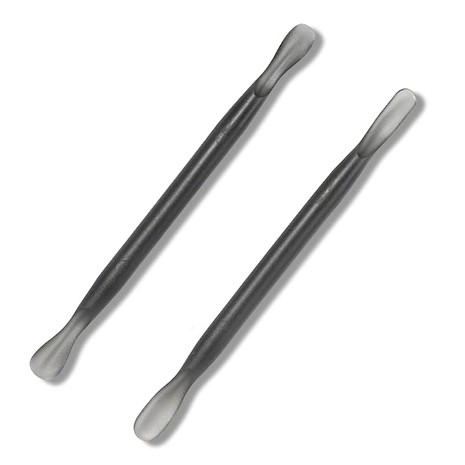 2Pcs Plastic Cuticle Pusher, Dual-end Dead Skin Nail Pusher, Gentle Plastic Pusher, Gel Polish Remover Tool, Manicure and Pedicure Tool, Black