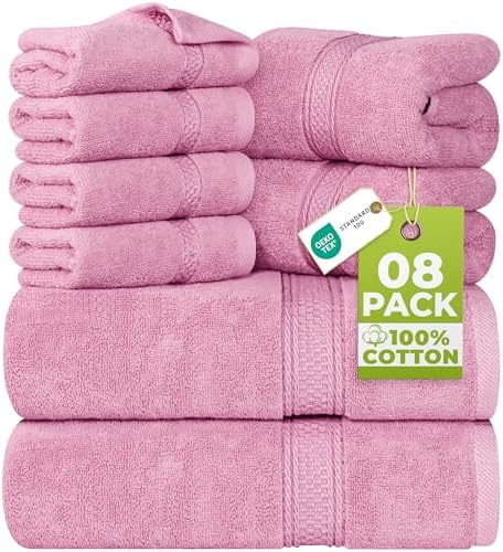 Utopia Towels 8 Piece Majestic Plush Luxury Towel Set, Cotton, Pink by UTOPIATOWELS