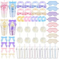 Nitial 56 Pcs Spa Party Supplies Including Spa Headband Sleep Eye Mask Velvet Scrunchies Bath Loofah Sponges Plastic Cup with Lids Straws for Sleepover Slumber Party Gift (Pink Purple Blue Yellow) by Nitial