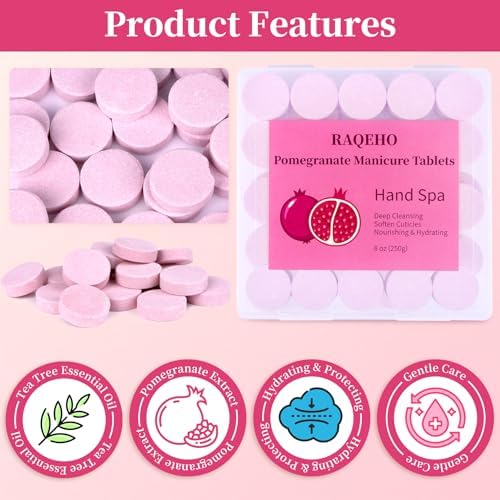 Manicure Spa Tablets 8oz -Pomegranate Soak Balls, Moisturizing Tablets, Cuticle Softener for Foot and Hand Soak Pedicure Spa Supplies Manicure Tools Nail Salon & Tavel Esenntial（40count） - Image 4