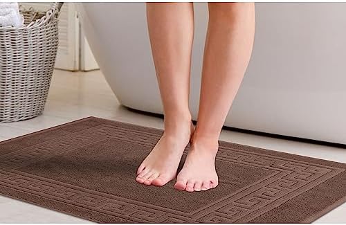 Superior Heavyweight Cotton Bath Mats, Bath Rugs For Bathroom Accessories, Washable Rug For Shower, Bath, Toilet, Modern Decor, No Backing, Luxury Hotel And Spa Quality, Set of 2, 22" x 35", Mocha - Image 7