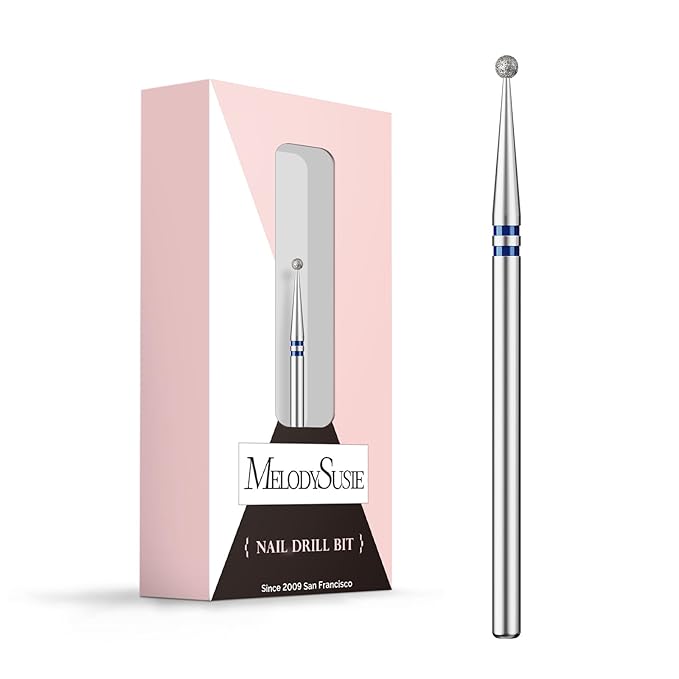MelodySusie 1.8mm Ball Shape Cuticle Clean Nail Drill Bit 3/32'', Professional Safety Carbide Diamond Under Nail Cleaner for Cuticle Dead Skin Nail Prepare, Beginners Bits, Series Bit-S, Medium