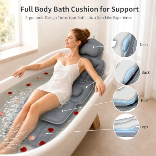 58"x18" Full Body Bath Pillow for Two, Luxury Bath Cushion for Tub - Image 2