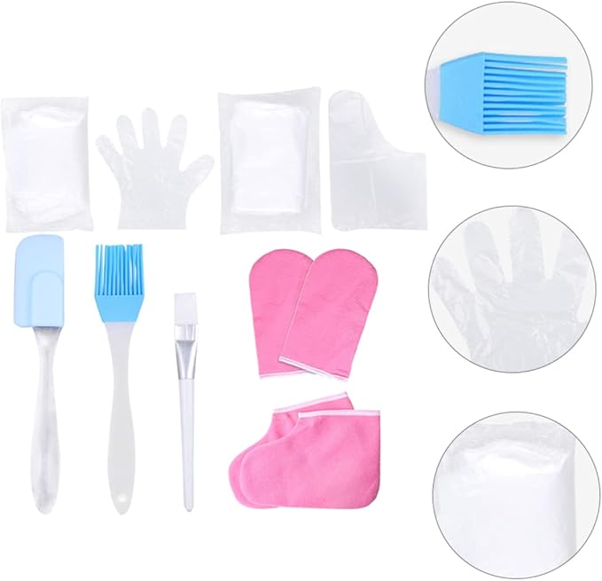 1set Paraffin Wax Hand Gloves Foot Care Supplies Hand Treatment Spa Foot Cover Moisturizing Gloves Skin Care Kit Random Color