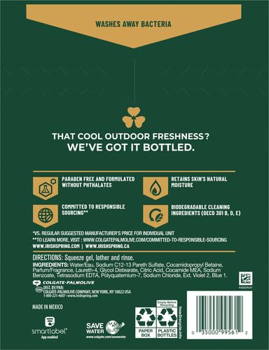 Irish Spring Moisture Blast Body Wash for Men,20 Fl Oz,(Pack of 12)