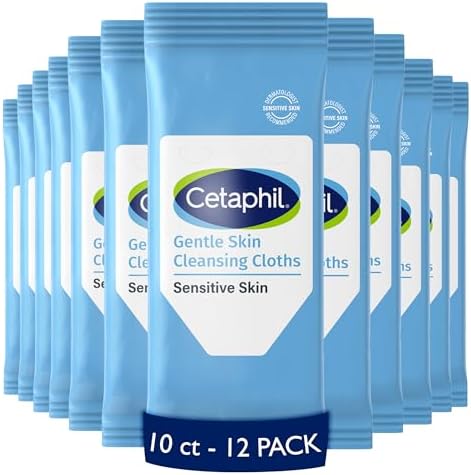 Cetaphil Cleansing Face & Body Wipes, Fragrance Free, 10ct, 12-Pack by Cetaphil