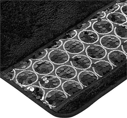 Zahari Home Sinatra Black Bathroom Rug Classic Luxury Bath Rug Contemporary Decor Black Bath Mat for Shower Unique Design Stylish Bathroom Rug Bath Shower Tub Decor Bling - Image 2