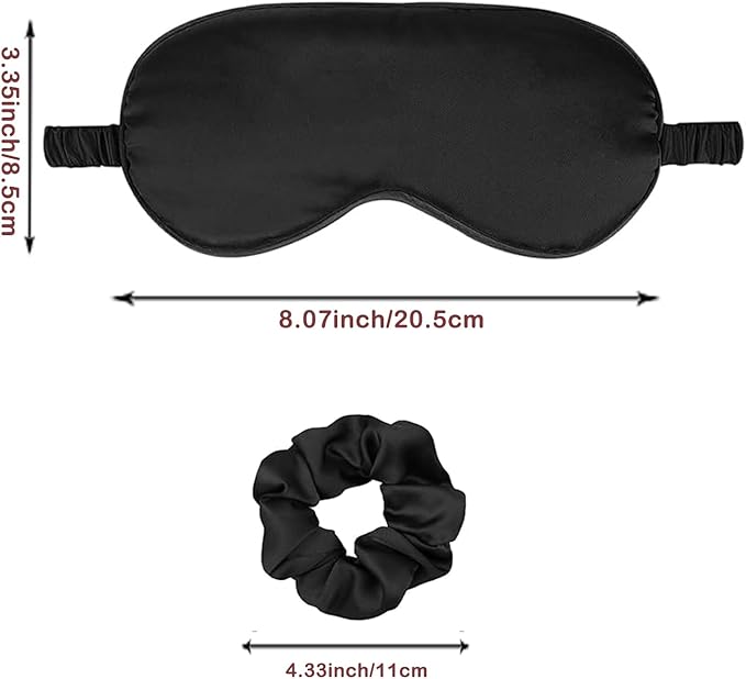 Satin Eye Mask 8Pcs Silk Sleep Masks Silky Blindfold Eyeshade Blackout Eyes Cover Scrunchies Hair Ties Travel Wedding Gifts