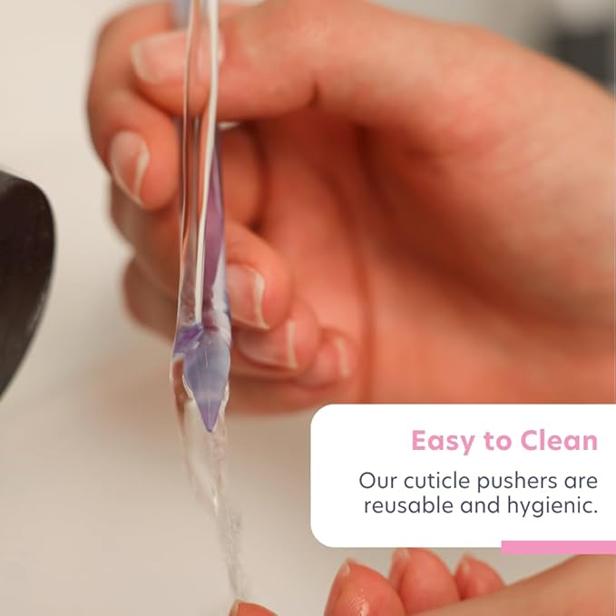 Bona Fide Beauty Glass Cuticle Pusher - High Grit Purple Dual Ended Nail Care Tool with Pointed and Slanted End. Manicure Tool for Women