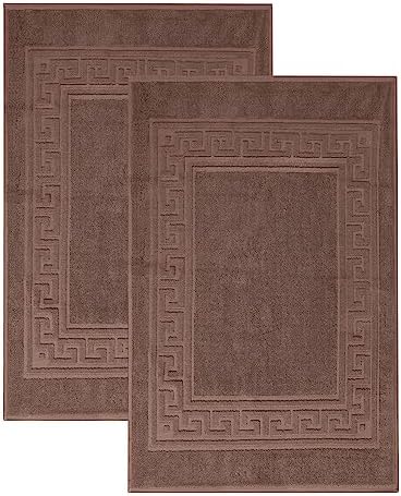 Superior Heavyweight Cotton Bath Mats, Bath Rugs For Bathroom Accessories, Washable Rug For Shower, Bath, Toilet, Modern Decor, No Backing, Luxury Hotel And Spa Quality, Set of 2, 22" x 35", Mocha by SUPERIOR