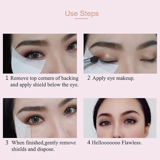 Faiteary 150pcs Eyeshadow Shields, Lint Free Eyeshadow Stencil Gel Pad Under Patches, Prevent Makeup Residue for Eyelash Extensions, Eyeliner, Lip and Tinting Makeup