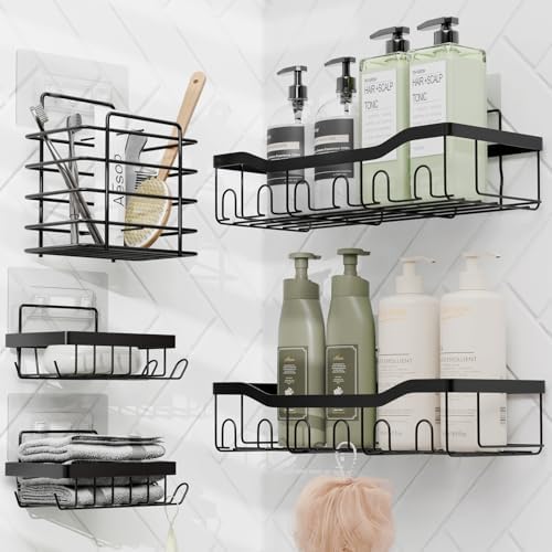 Clara Clark Bathroom Set - Christmas Bathroom Accessories Set, 14PC Bathroom Accessory Set, Christmas Bathroom Sets with Bathroom Rugs, Adhesive Corner Shower Caddy Hanging, Toilet Brush & Trash Can - Image 2