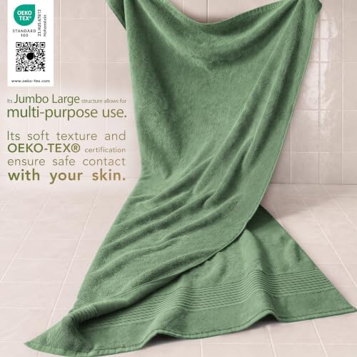 Cotton Paradise 100% Cotton Turkish Towel Set, Soft Absorbent Quick Dry, 2 Piece 35x70 Bath Sheet Set, Sage Green - Image 3
