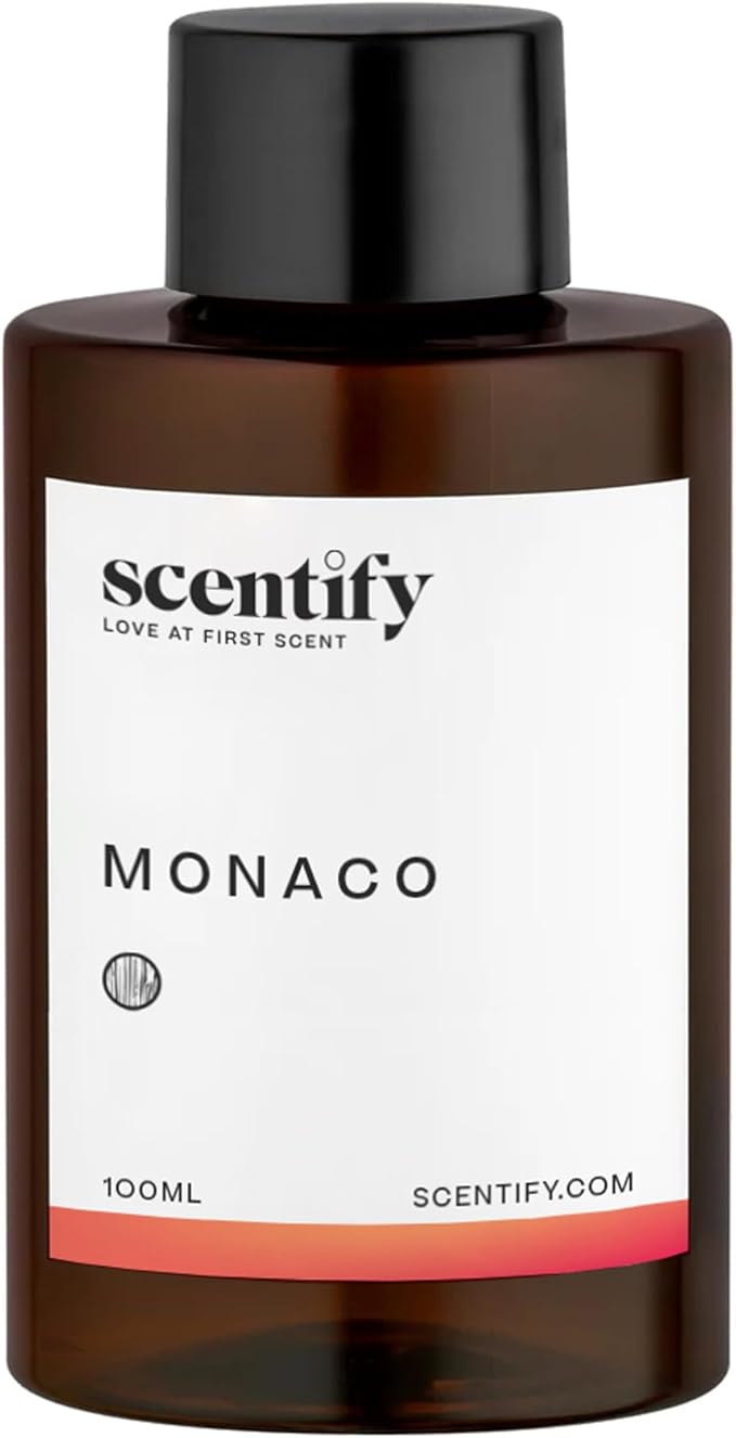 Scentify Monaco Aroma Oil Refill Scent for Oil Diffusers - Saffron, Jasmine, Amber, Cedar Scents - Luxurious Relaxing Aromatherapy Diffuser Fragrance 100ml, 3.38 oz