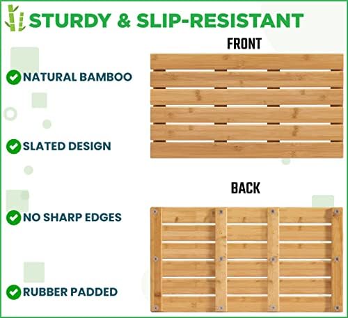 ZPirates Bamboo Bath Mat - Large, Long - Comes with Soap Dish - Non Slip Wooden Bathmat for Bathroom and Sauna Floor - Image 5
