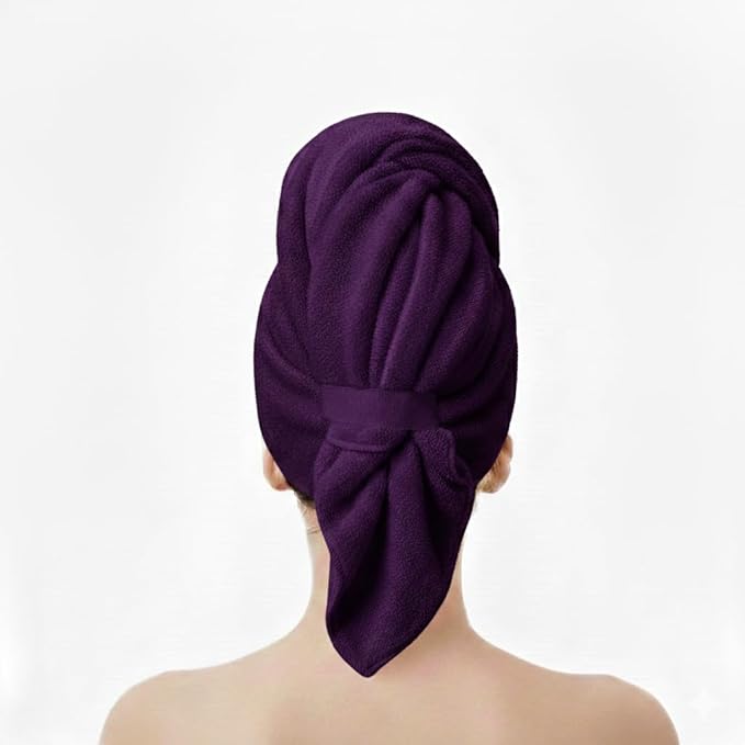 KEEPOZ Cotton Hair Towel Quick Dry Hair Towel Hair Drying Towels Suitable for All Kinds of Hair Ultra Absorbent Long and Thick Hair 26X40inch (Purple)