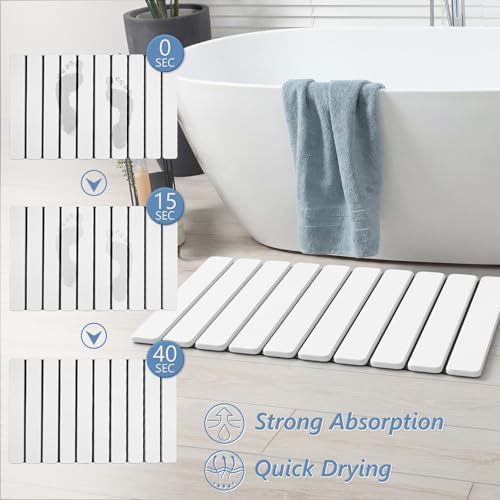 AWW Foldable Stone Bath Mat, Diatomaceous, 23.6"x15.5", White - Image 2