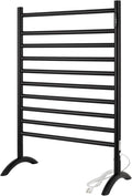 Freestanding Towel Warmer 10 Bars Plug-in Option 3 Working Modes Black Stainless Steel 24" W 34" H