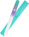 Bona Fide Beauty Czech Glass Nail File with Case, Pastel Green Violet Crystal File for Natural Nails. Nail Care Tool Gifts for Women